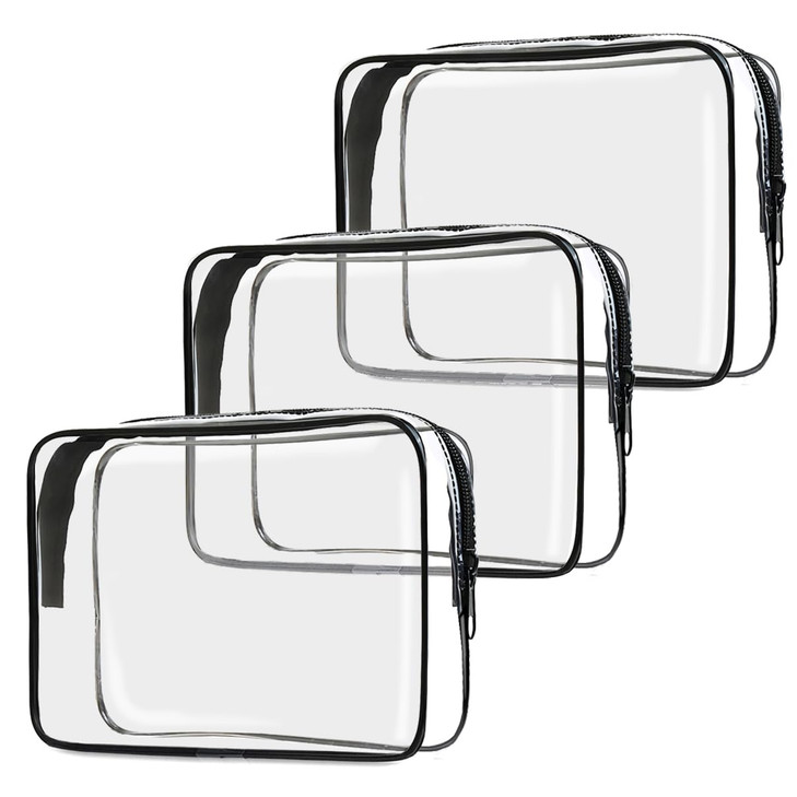 TSA Approved Toiletry Bag 3 Pack Clear Travel Bags for Toiletries Quart Size Makeup Cosmetic Bag Organizer for Women Men