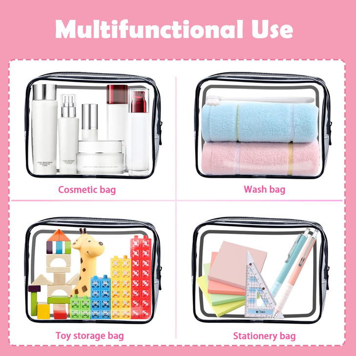 TSA Approved Toiletry Bag 3 Pack Clear Travel Bags for Toiletries Quart Size Makeup Cosmetic Bag Organizer for Women Men