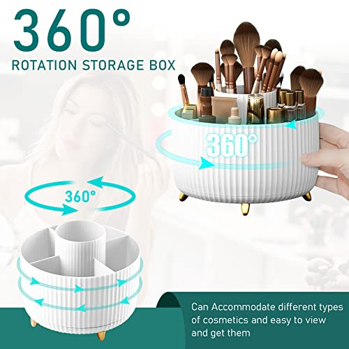 Diesisa Makeup Brush Holder Organizer360 Rotating Makeup Brush Organizer5 Slot Make up Brushes Cup for Cosmetics Nail Po