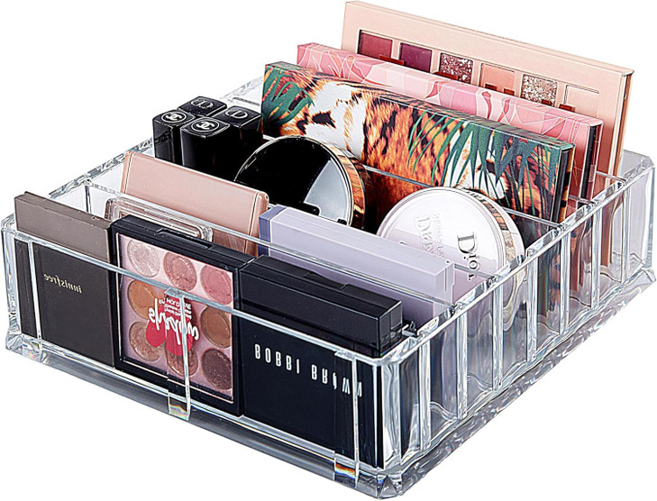 Makeup Organizer for Eyeshadow Palette Organizer 8 Section Divided Makeup Palette Holder for Vanity Drawer Countertop