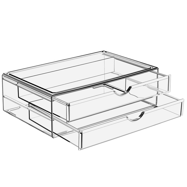Sorbus Large Stackable Acrylic Drawers 2 Clear Storage Drawers for Organizing Make up Nail Polish Hair Accessories and B