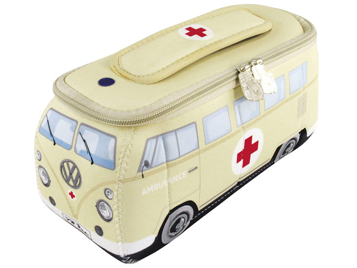 BRISA VW Collection Volkswagen Neoprene Universal Makeup Cosmetics Toiletry Travel Pharmacy Bag in T1 Bus Design Ambulan