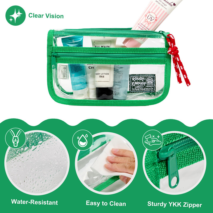 Rough Enough Clear TSA Approved Toiletry Bag Small Travel Makeup Case Organizer Pouch with Zipper for Women Men