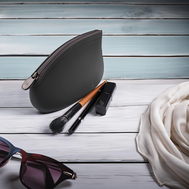 Small Makeup Bag by Pudinbag The Premium Silicone Purse Bag Vegan Hygenic Ecofriendly Water and Heat Resistant Dark Grey