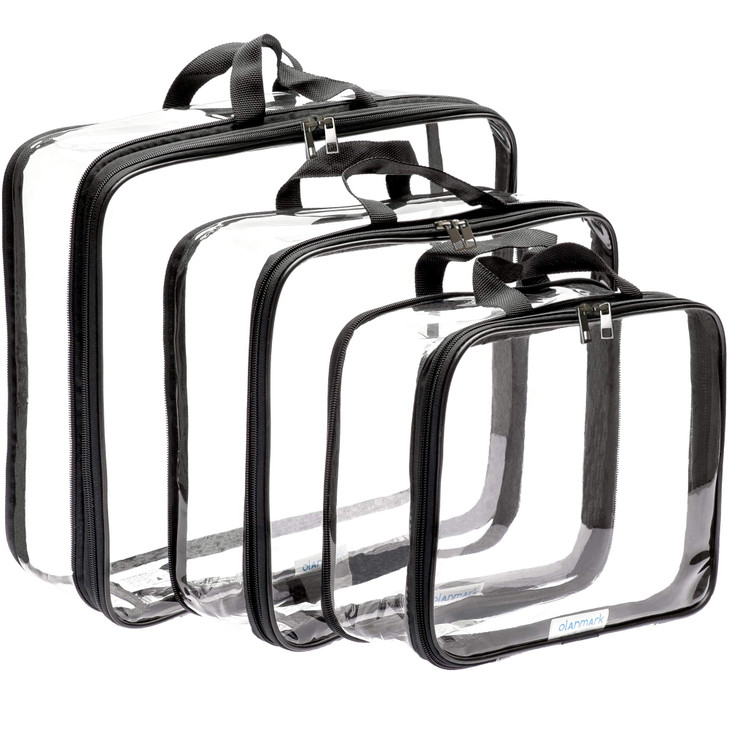 Clear Compression Packing Cubes 3 Set Large SeeThrough Plastic Suitcase Bags for Travel Luggage Compressable Organizers