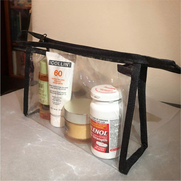 BuyAgain Clear Makeup Bag Multipurpose Transparent Waterproof Toiletry Bag with Zipper Travel Pouch Black