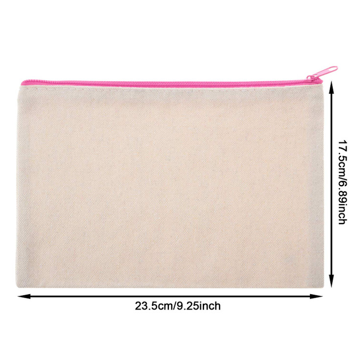 Gejoy 12 Pieces Canvas Makeup Bag Cosmetic Pouches with Zipper Blank Canvas Bag Pencil Pouch Travel Toiletry Bag Plain B