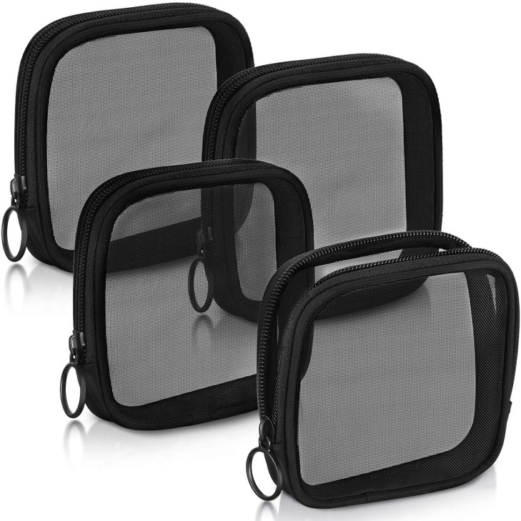 Weewooday 4 Pcs Mesh Makeup Bag Mesh Cosmetic Bag Travel Toiletry Pouch with Zipper Mini Makeup Cosmetic Purse for Daily
