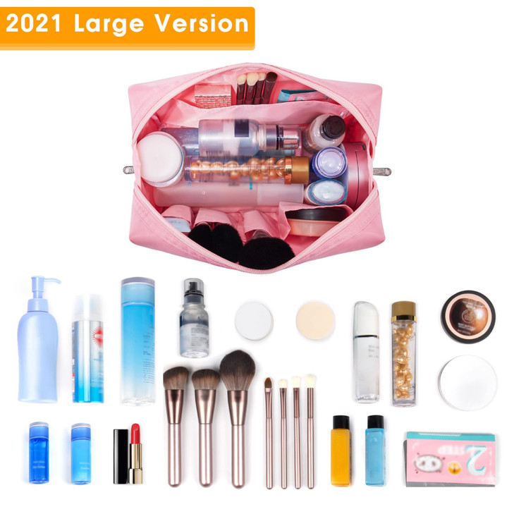 Narwey Cute Makeup Bag Travel Cosmetic Bag Organizer Toiletry Bag Make Up Bags with Compartments for Women Girls Large P