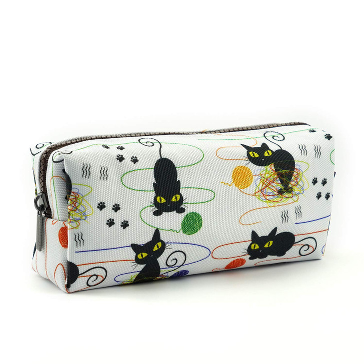 LParkin Cute Cat Pencil Case Bag Knitting Notion Pouch Kitten Gifts for Cat Lovers Makeup Bag Cosmetics Bag Zipper Closu