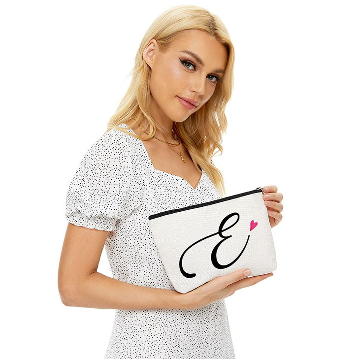 E Initial Monogram Personalized Travel Makeup BagCosmetic Bag Gifts with Zipper WaterproofMakeup bagLetter E