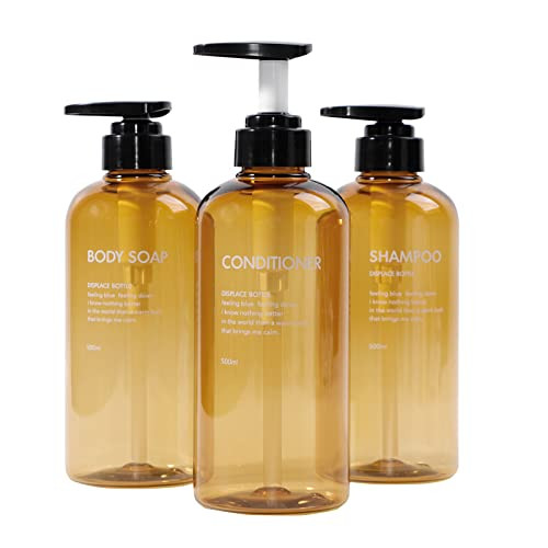 Yeeco Brown Shampoo and Conditioner Dispenser Shampoo Dispenser 10oz300ml Shampoo and Conditioner Bottles 3 Packs Shampo