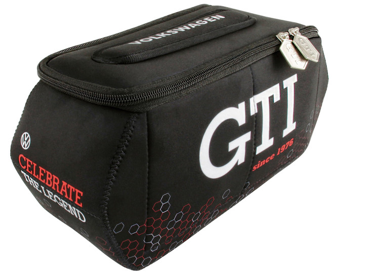 BRISA VW Collection Volkswagen Neoprene Universal Makeup Cosmetics Toiletry Travel Pharmacy Bag in GTI Design HexagonBla