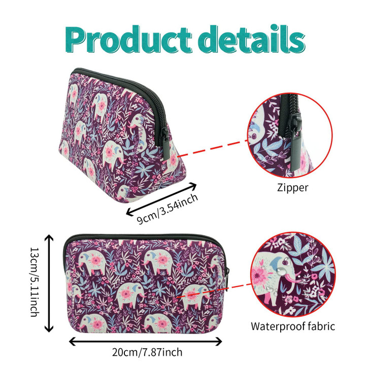 AJLTPA Cosmetic Bag Waterproof Neoprene Zipper Pouch Travel Portable Toiletry Makeup Bags Organizer Case for Women and G