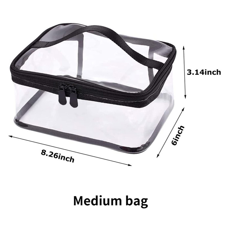 Louise Maelys 2 Pieces Portable Clear Makeup Bag Zipper Waterproof Transparent Travel Storage Pouch Organizer Cosmetic T