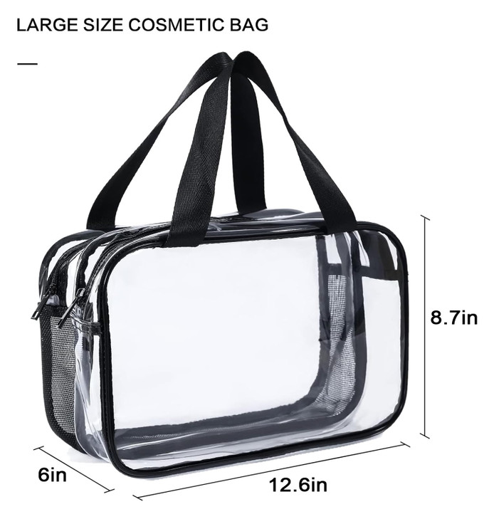 Auseibeely Clear Toiletry Bag for Women Men Portable Large Travel Makeup Bag Waterproof Draining Transparent Cosmetic Ba