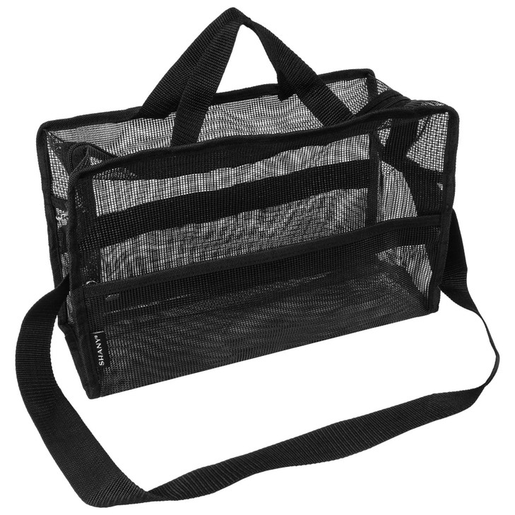 SHANY Collapsible Makeup Tools Travel Mesh Bag Large SeeThru Travel Tote with Shoulder Straps WaterResistant with Zipper