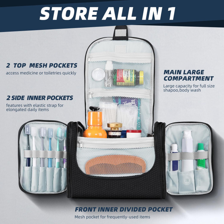 Buruis Large Toiletry Bag for Women and Men Hanging Travel Bag for Makeup Cosmetics Shaving Toiletries WaterResistant Do