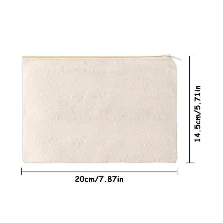 meekoo 16 Pack Blank Canvas Pouch Zipper Cosmetic Bag Bulk Plain Makeup Pouch Sublimation DIY Craft Multipurpose Travel