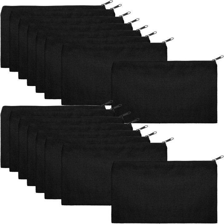 meekoo 16 Pack Blank Canvas Pouch Zipper Cosmetic Bag Bulk Plain Makeup Pouch Sublimation DIY Craft Multipurpose Travel