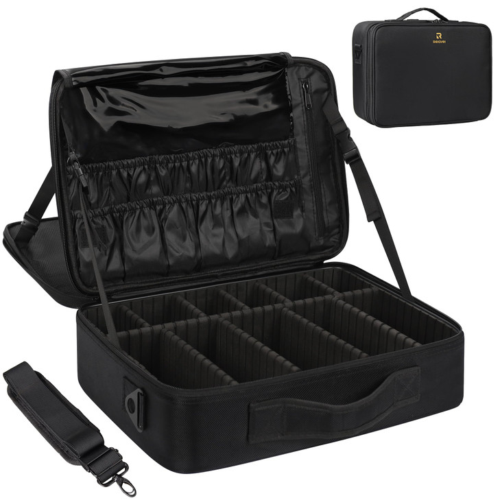MONSTINA Large Makeup Case 3 Layers Makeup Bag Cosmetic Organizer Brush Bag Barber Train Case Makeup Artist Box for Hair