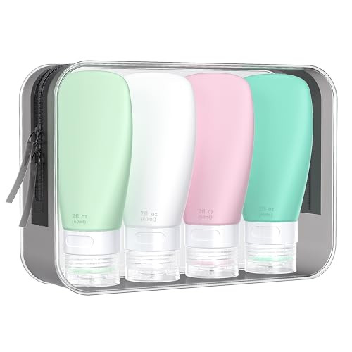 INSFIT Travel Bottles for Toiletries TSA Approved 2oz Leak Proof Silicone Squeezable Containers BPA Free Refillable Vaca