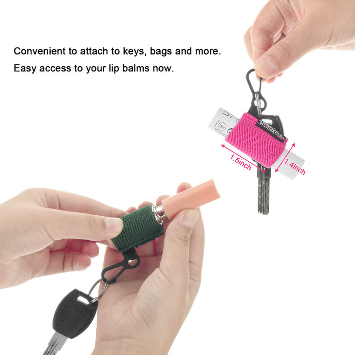 Homakover 12 Pack Compact ClipOn Lipstick Holder Keychain in 12 ColorsLip Balm Sleeves with Clip Fits Most Standard Lip
