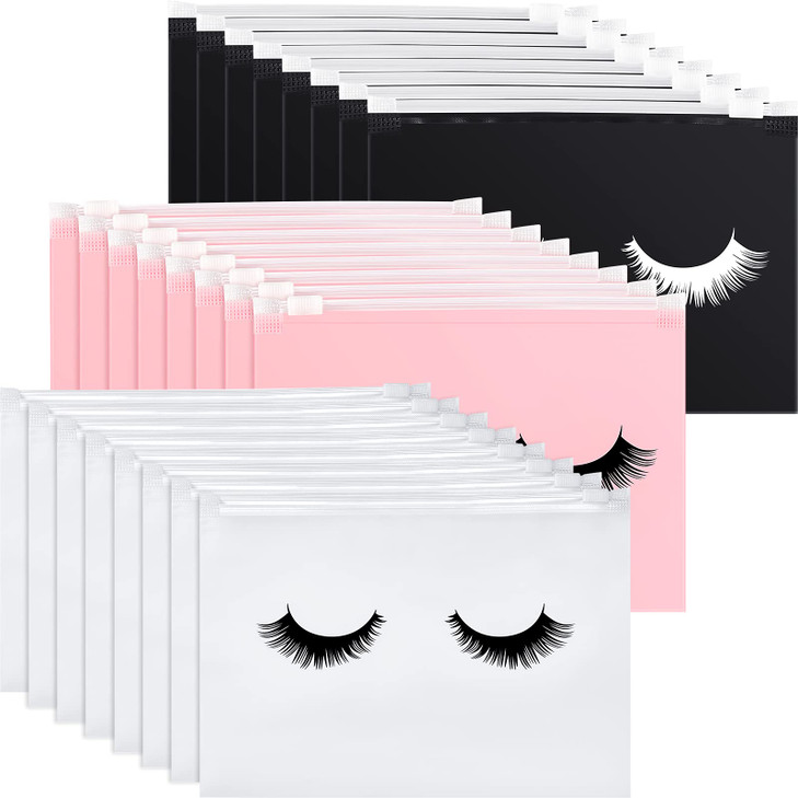 Marspark 60 Pieces Eyelash Aftercare Bags Cosmetic Makeup Small Zipper Cases Travel Bags Lash Aftercare Accessories for