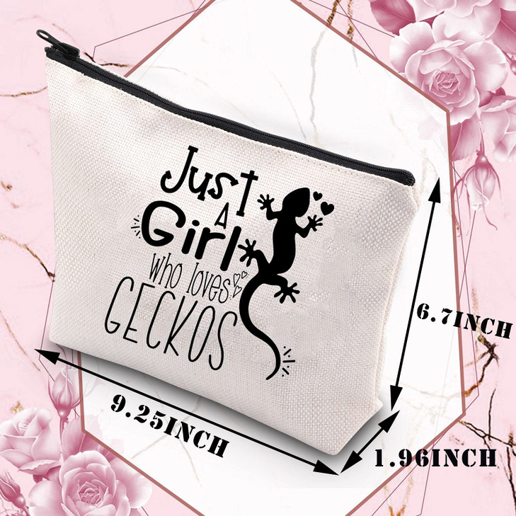 Lizard Gifts Just a Girl Who Loves Geckos Leopard Lizard Cute Gecko Cosmetic Makeup Bag Tiny Dinosaurs Lover Gifts Beard