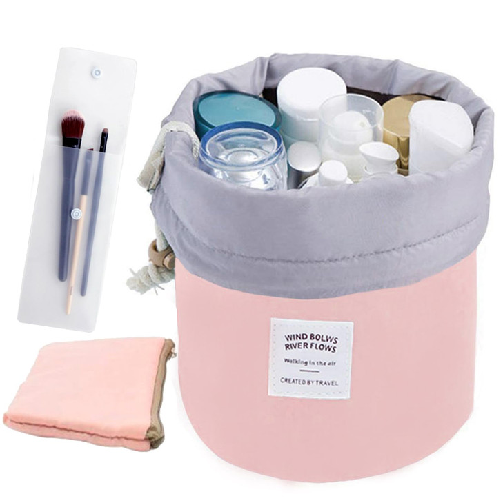 INVODA Drawstring Cosmetic Bag Travel Makeup Bag for Women Toiletry Bag Portable Drawstring Make up Organizer Bag for Tr