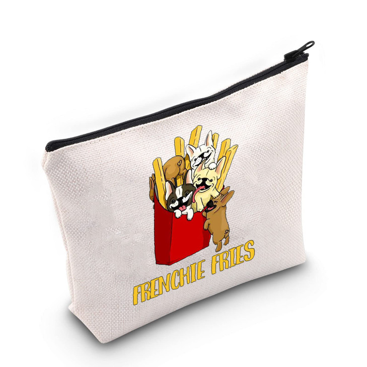 G2TUP French Bdog Dog Lover Gift French Bdog Cosmetic Bag Frenchie Fries Makeup Bag French Bdog Dog Mom Gift Travel Bag