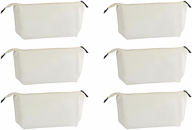 Juvale Canvas Makeup Bag 6 Pack 1175 x 55 In White Cotton Travel Cosmetic Toiletry Pouches with Zipper Blank DIY Canvas