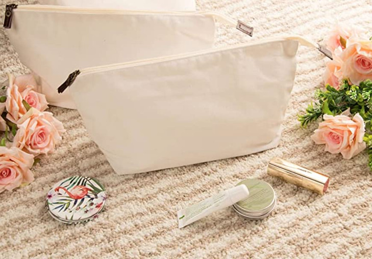 Juvale Canvas Makeup Bag 6 Pack 1175 x 55 In White Cotton Travel Cosmetic Toiletry Pouches with Zipper Blank DIY Canvas