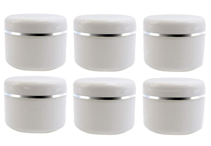 50ml 167oz White Silver Edge Empty Refillable Cosmetic Plastic Jars with Dome Lid Make Up Face Cream Lip Balm Lotion Sto