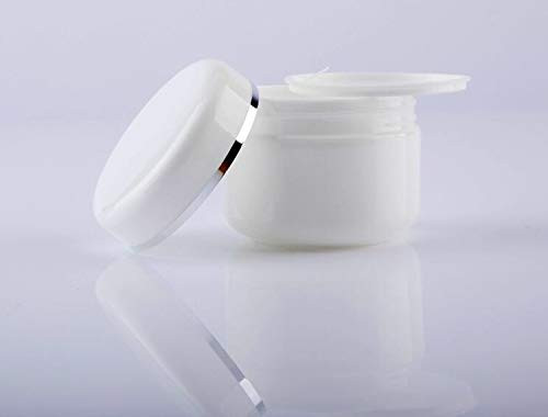 50ml 167oz White Silver Edge Empty Refillable Cosmetic Plastic Jars with Dome Lid Make Up Face Cream Lip Balm Lotion Sto