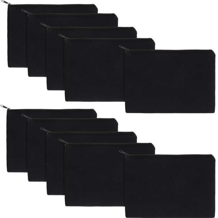 Gejoy 10 Pieces Cosmetic Canvas Pouch Bag Multipurpose Makeup Bag with Zipper Cotton Canvas Travel Toiletry Pouch DIY Cr