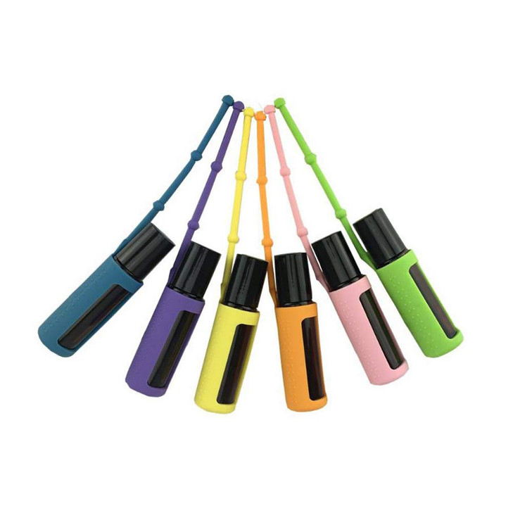6 Pcs Silicone Roller Bottle Holder Sleeve Essential Oil Perfume Carrying Case Protector Travel Protective Cover With Ha