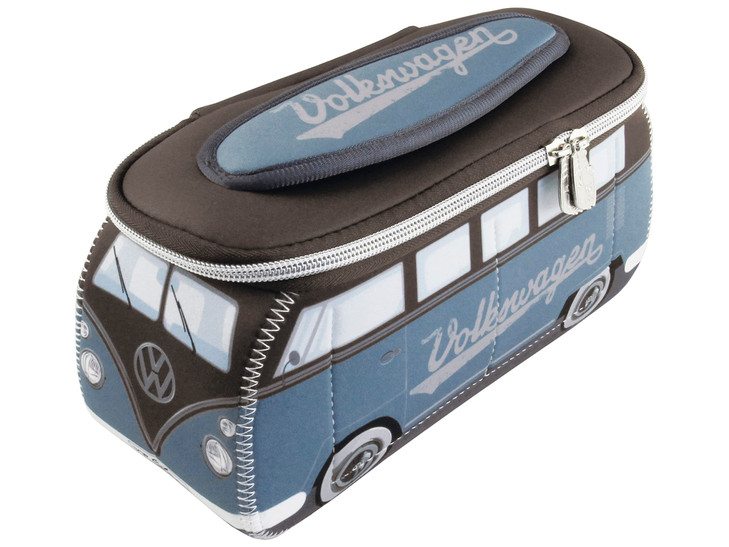 BRISA VW Collection Volkswagen Neoprene Universal Makeup Cosmetics Toiletry Travel Pharmacy Bag in T1 Bus Design PetrolB