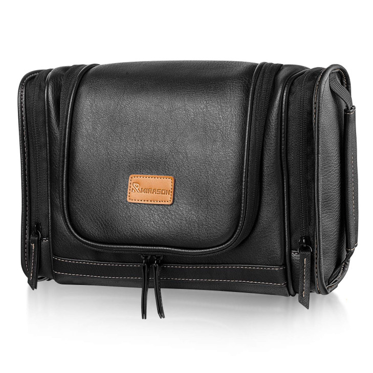 MIRASON Travel Toiletry Bag Hanging Toiletry Bag for Men Leather Travel Shower Bag for Toiletries Dopp Kit Bathroom Bag