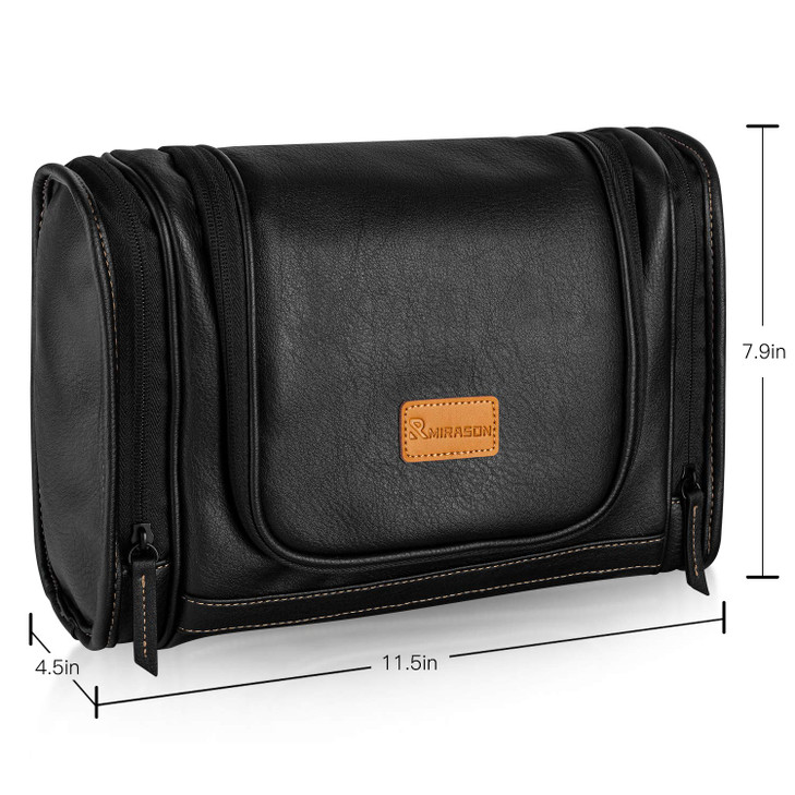 MIRASON Travel Toiletry Bag Hanging Toiletry Bag for Men Leather Travel Shower Bag for Toiletries Dopp Kit Bathroom Bag