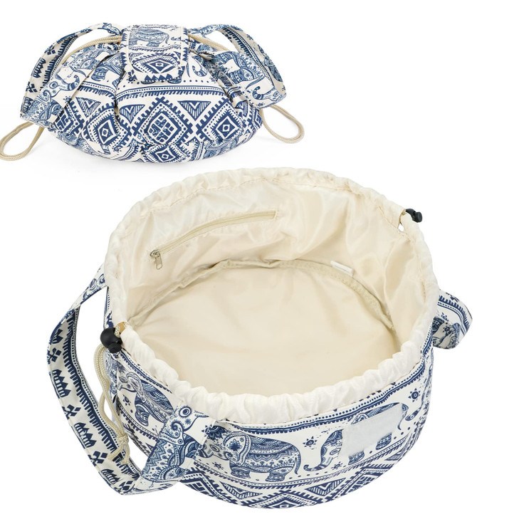 Narwey Barrel Drawstring Makeup Bag Large Cosmetic Bag Make up Bags Toiletry Bag Travel Bags for Toiletries Organizer fo