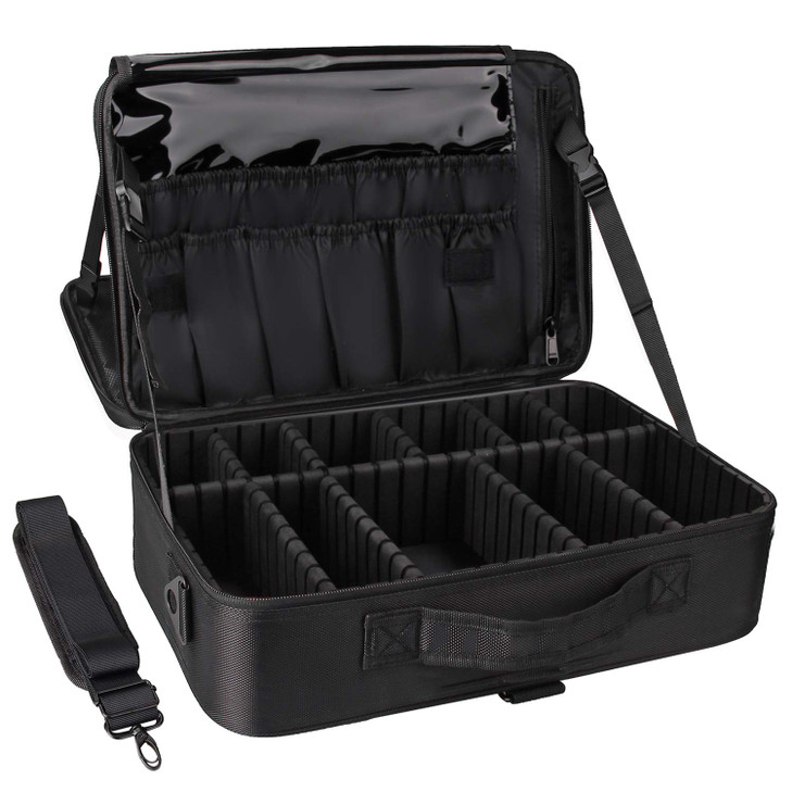 Relavel Travel Makeup Train Case Cosmetic Case Organizer Portable Artist Storage Bag with Adjustable Dividers for Cosmet