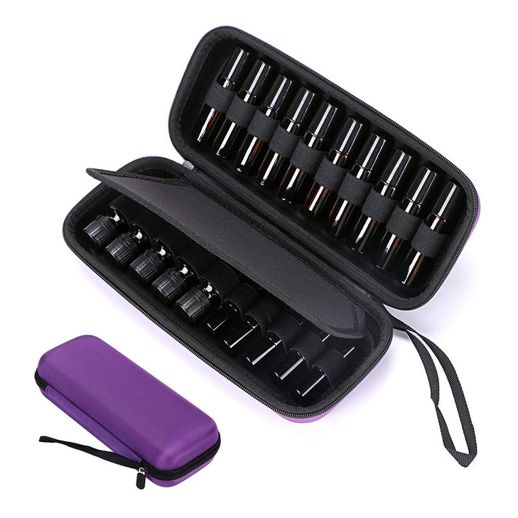 Hipiwe EVA Essential Oils Carrying Case Organizer for 20 Bottles 5ml 10ml Standard Rollers Bottles Portable Hard Shell T