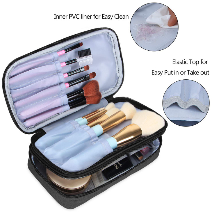Teamoy Travel Makeup Brush Bagup to 85 Professional Cosmetic Bags Organizer Case with Handle Strap for Makeup Brushes an
