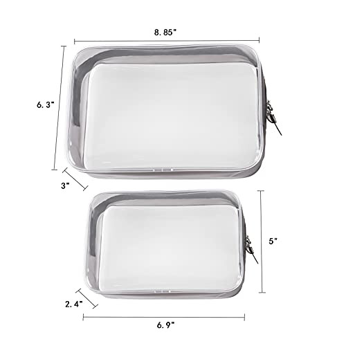 Buminee Clear Travel Bags for Toiletries Lightweight Toiletry Bag 2 Pack Multipurpose Transparent TSA Cosmetic Bag
