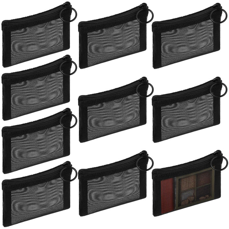 Frienda 10 Pcs Small Mesh Bags with Zipper Mini Zipper Mesh Bags Nylon Cosmetic Coin Purse Pouches Portable Reusable Sto