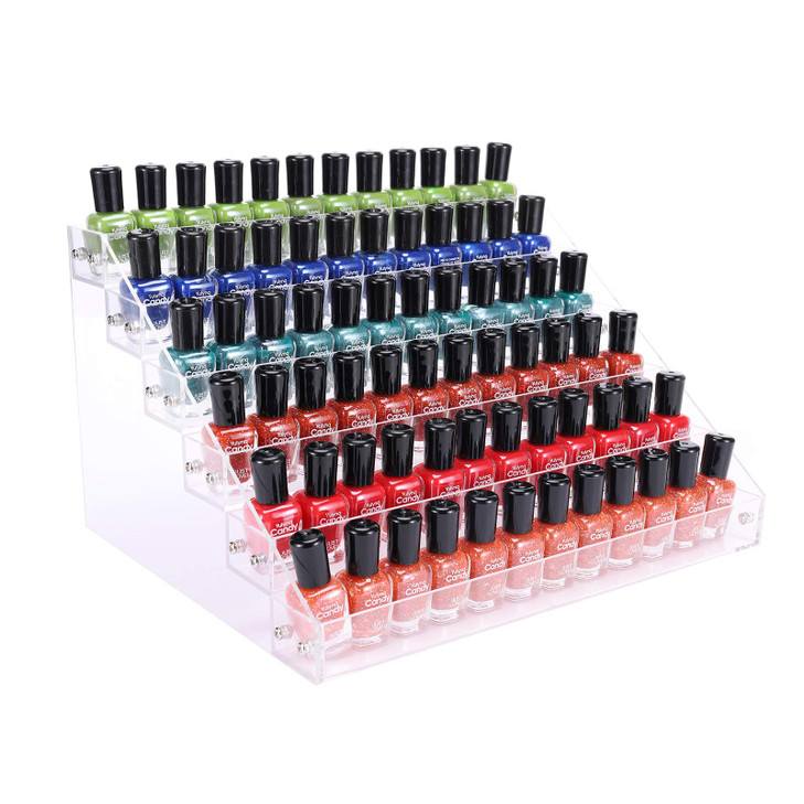 BTremary Clear Nail Polish Paint Organizer Holder Rack Shelf 6 Tier Acrylic Tattoo Ink Essential Oil Display Stand Holds
