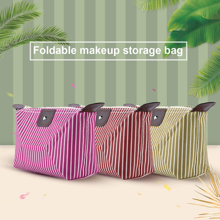 Makeup Bag Cosmetic Bags for Women Waterproof Toiletry Bag Multifunction Pouch Bag Portable Travel Pouch Stripe Organize