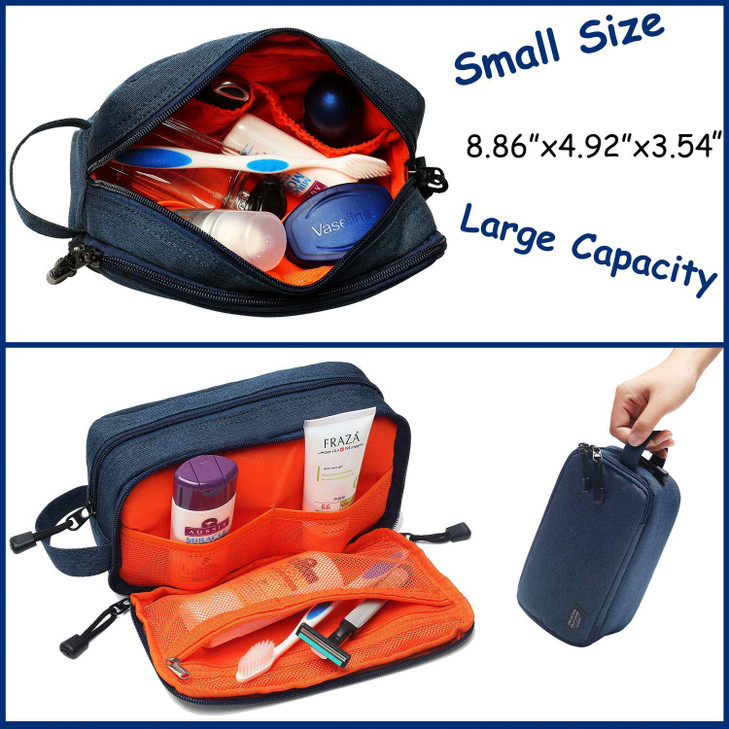 Mens Toiletry Bag Waterproof Organizer Bag Travel Shaving Dopp Kit Perfect Travel Accessory Gift Dark Blue