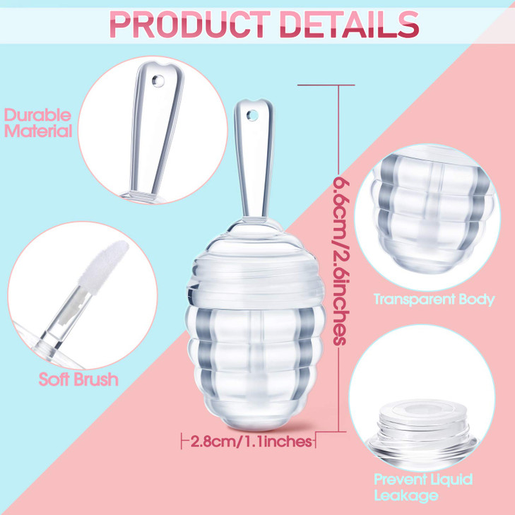 28 Pieces Honey Pots Shaped Lip Gloss Tube Empty Lip Gloss Containers Lip Balm Bottle Refillable Cute Lipstick Tubes wit